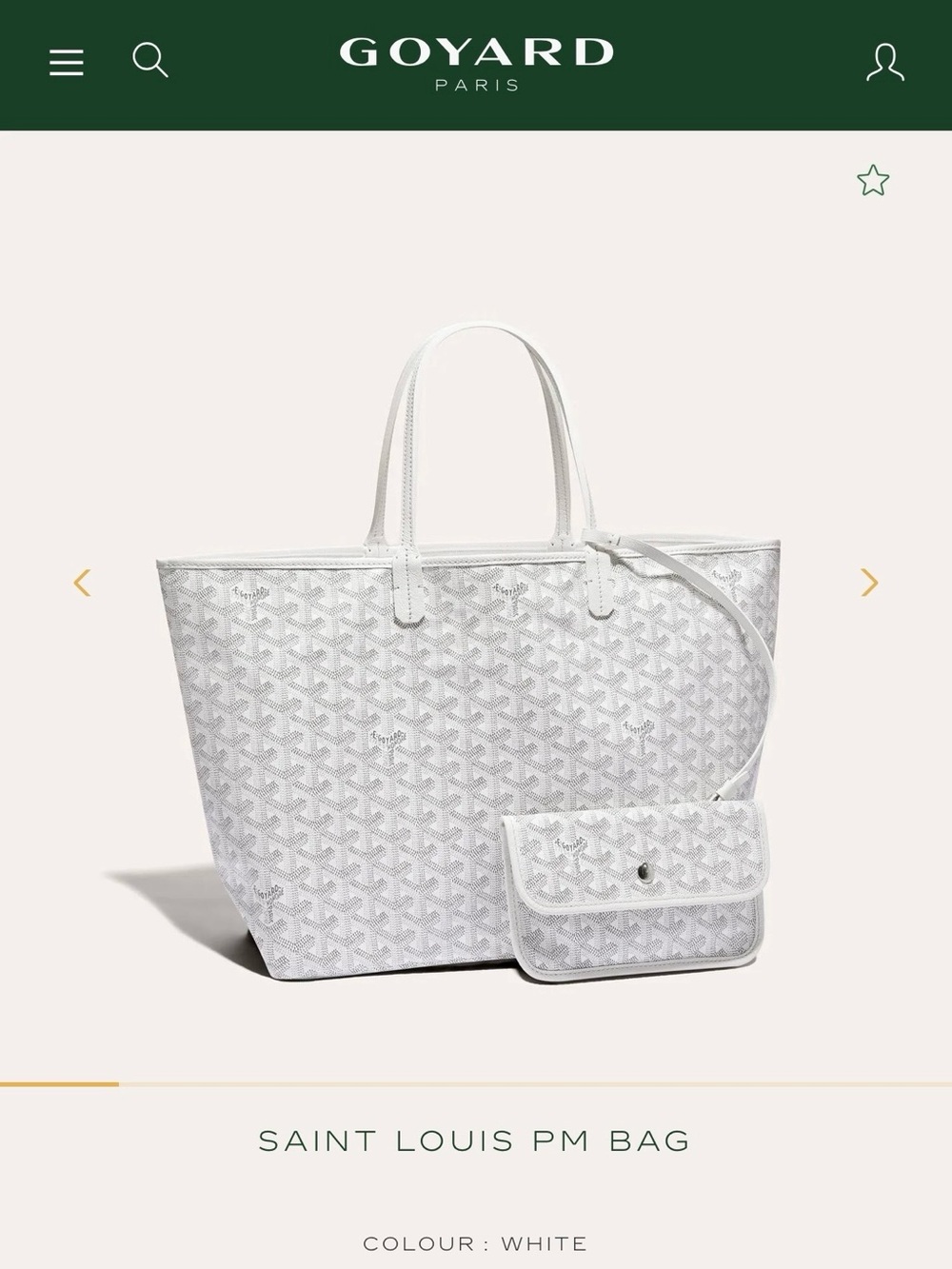 Goyard Saint Louis PM Tote in White